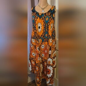 Bundle Sale! 2 Floral Sleeveless Dresses - Orange and Blue